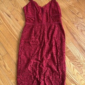 Elegant Lace Burgundy Dress